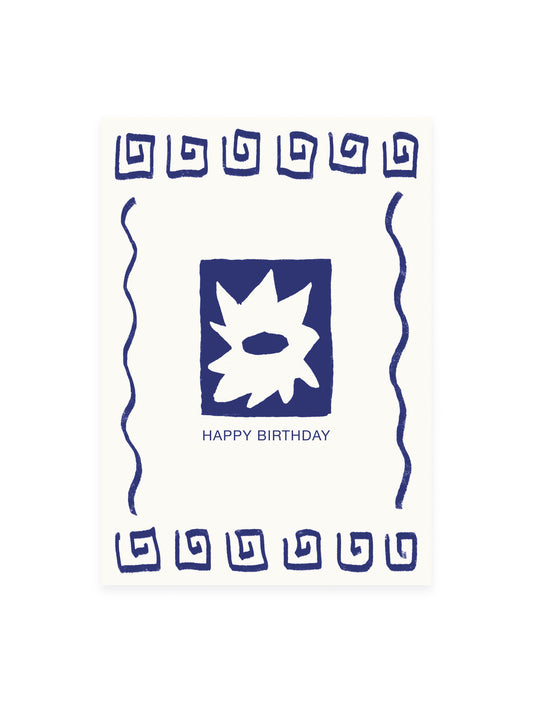 Postkarte 'HAPPY BIRTHDAY' blau (Risographie)