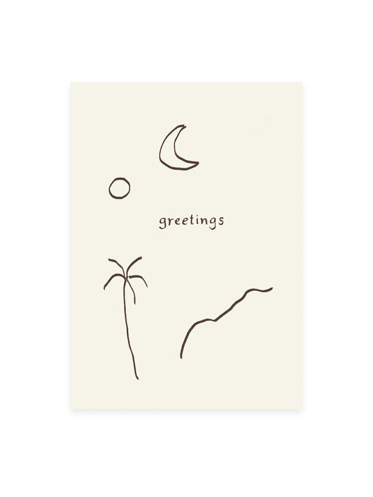 Postkarte 'greetings' (Risographie)