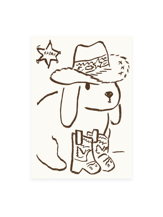 Postkarte Sheriff Bunny (Risographie)